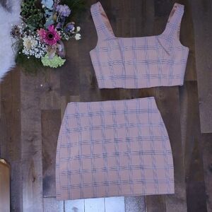 Plaid Pink Skirt Set